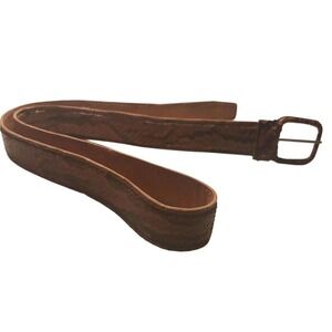 Vintage Brown Snakeskin Leather Belt 43" Black Buckle Western Boho Style Women's
